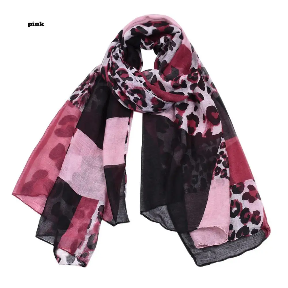 pink Новинка, женский шарф из вуали с леопардовым узором, 7 цветов, 10 шт./партия - Цвет: pink