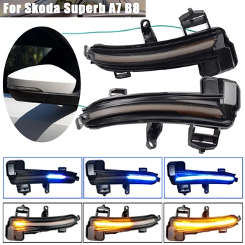 

Car Blue LED Dynamic Turn Signal Blinker For Skoda Superb A7 B8 MK3 III Typ 3V 2016-2019 Side Rear Mirror Flasher Repeater Light