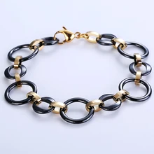 LOSTSOUL преувеличенный круглый выдолбленный керамический золотой браслет с простой застежкой из нержавеющей стали женские ювелирные изделия хип-хоп рок