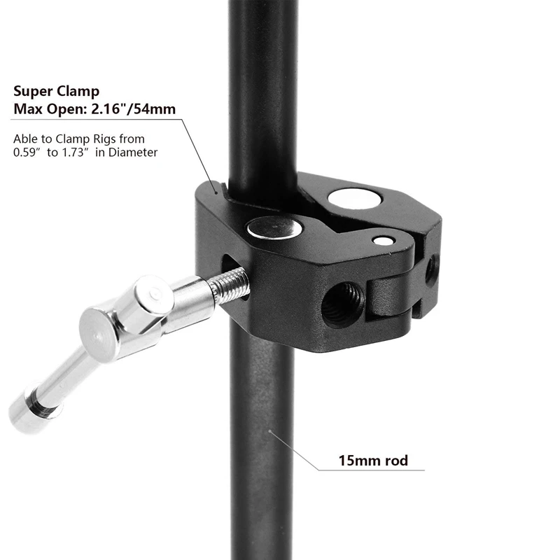 Super Clamp with 1/4inch-20 and 3/8inch-16 Thread for Cameras, Lights, Umbrellas, Hooks, Shelves, Plate Glass, Cross Bars,Photo