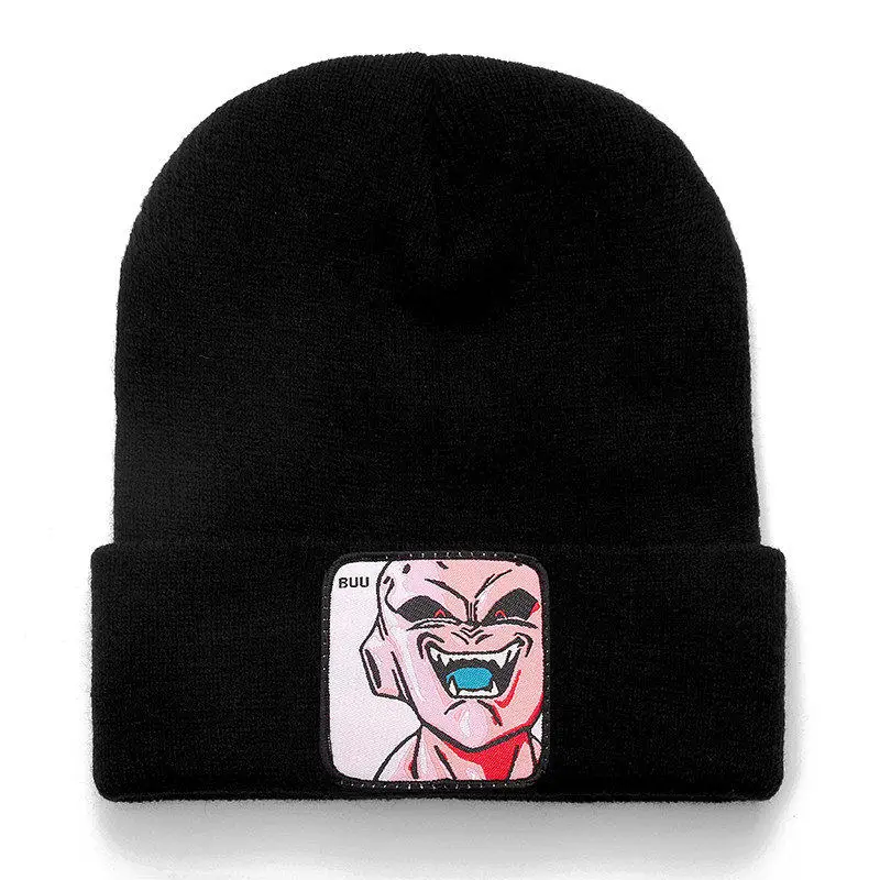 Dragon Ball Z MAJIN BUU Beanie высококачественные хлопковые повседневные шапочки для мужчин и женщин теплая вязаная зимняя шапка модная однотонная Кепка в стиле унисекс - Цвет: buu black