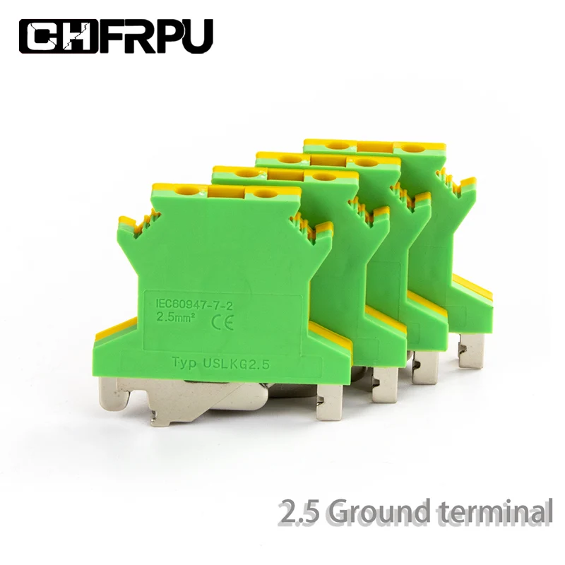 

Universal DIN Rail Mounted Grounding Terminal 10PCS USLKG2.5 Screw Connector Electrical Crimping Terminal