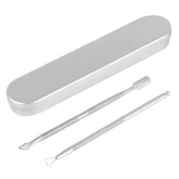 

2 Sets Double-end Cuticle Pusher Stainless Steel Nail Polish Cleaner Cuticle Remover Manicure Tools (Silver)