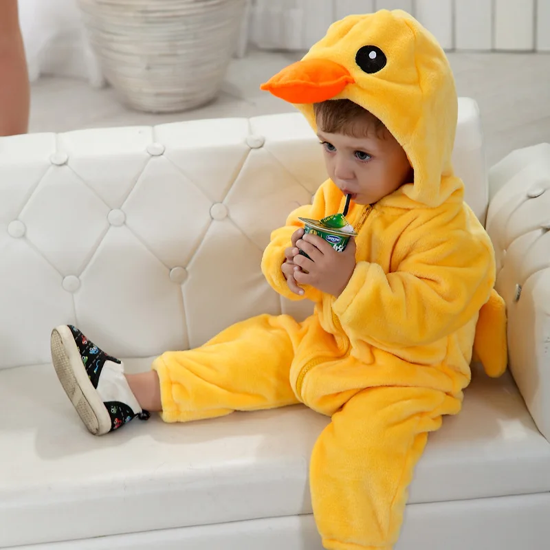 Duck Детские комбинезоны; зимние пижамы для мальчиков и девочек; Одежда для новорожденных; kuguurumi; Детский комбинезон; Пижама с животными; комбинезон с пандой; ropa bebe; костюмы - Цвет: Duck