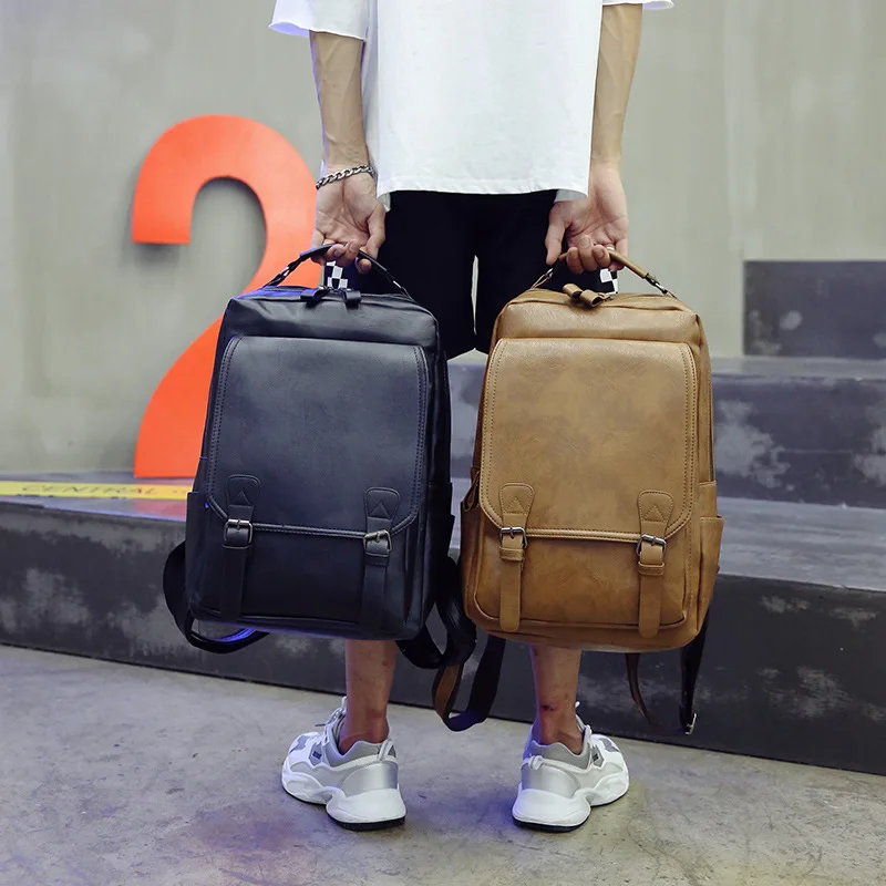 

Hot Selling Backpack PU Leather Large-Volume Fashion Casual Trendy Bag MEN'S Bag WOMEN'S School Bag