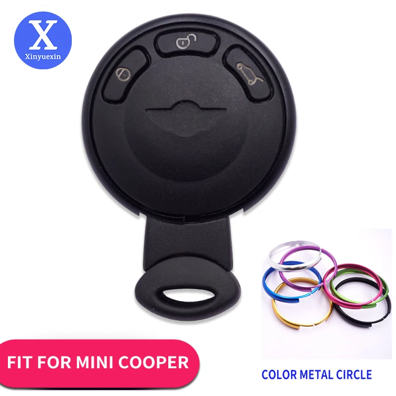 Xinyuexin Smart Remote Car Key Fob Shell for BMW Mini Cooper R56 3 Button Remote Keyless Entry Auto Car Key Case Colorful Circle