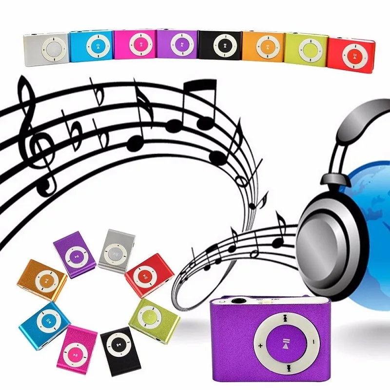 Mini Clip on MP3 Music Player With Micro TF SD Slot Portable Metal Earphone USB 2.0 Port Sports Small Pouch Wholesale