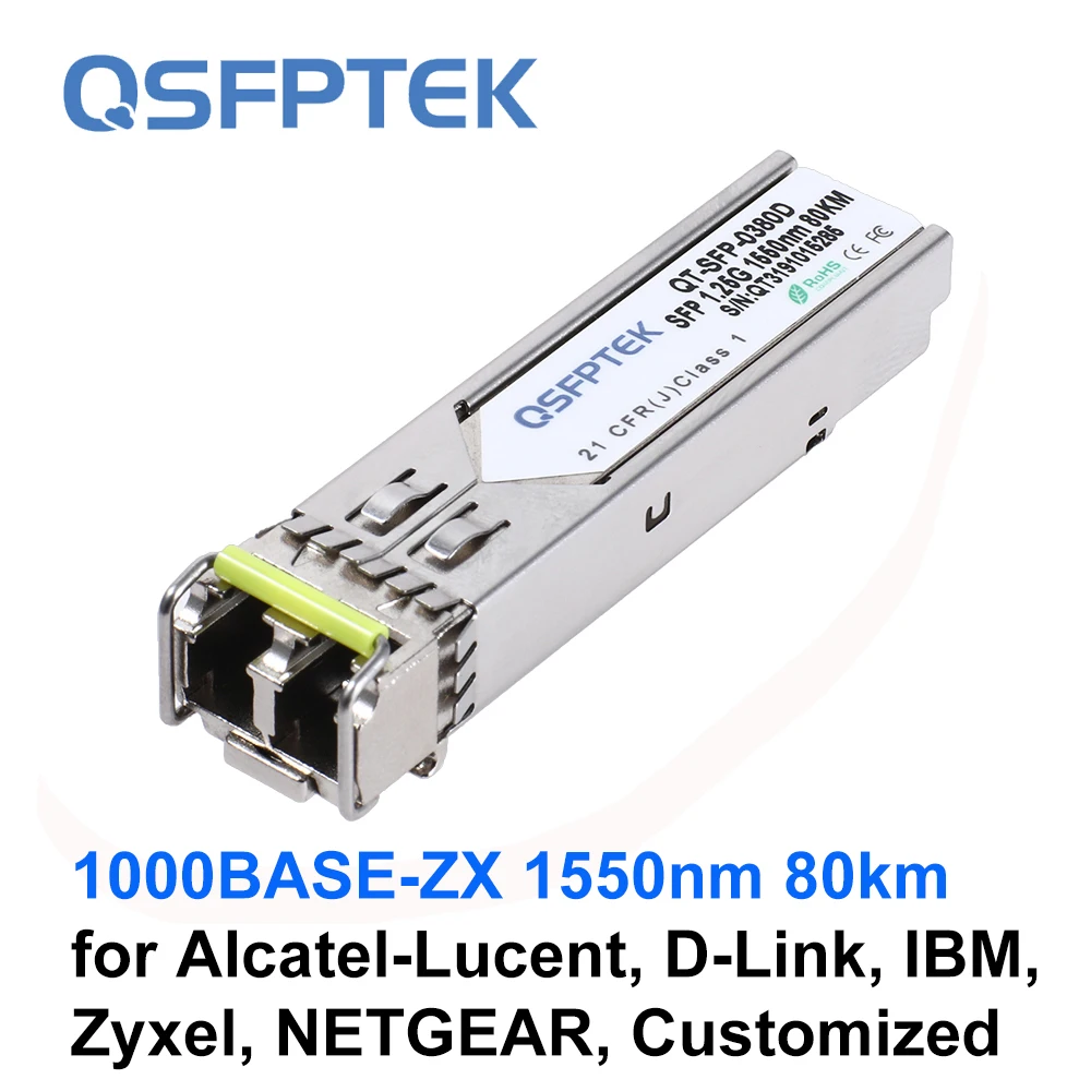 

1000BASE-ZX SFP 1550nm 80km DDM LC Gigabit Module Transceiver for Alcatel-Lucent, D-Link, Zyxel, IBM, NETGEAR, Customized