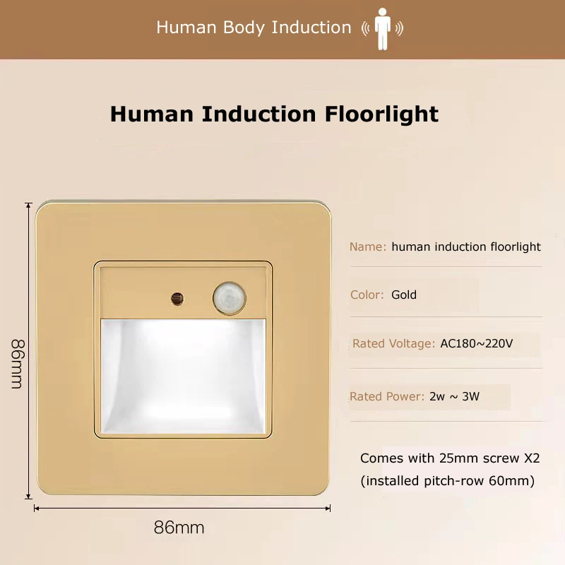 Recessed LED Wall Lamp Light Control+PIR Motion Sensor 86 Model Stair Light LED Footlight For Step Ladder Kitchen Foyer Loggia wall mounted light fixture Wall Lamps