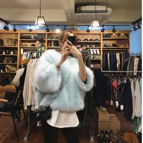 baby blue LANMREM, осень и зима, новая мода, однотонный цвет, круглый вырез, мех, искусственный мех, семь точек, рукав, теплый свитер для женщин, PB539 - Цвет: baby blue