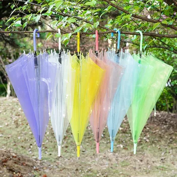 

Semi-Automatic Transparent Umbrellas For Protect Against Wind And Rain Long-Handle Umbrella Clear Field Of Vision