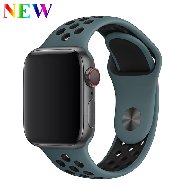 Силиконовый ремешок для apple watch band 4 5 3 42 мм 38 мм correa iwatch band 4 44 мм 40 мм спортивный браслет Nike аксессуары для apple watch - Цвет ремешка: Celestial Teal Black