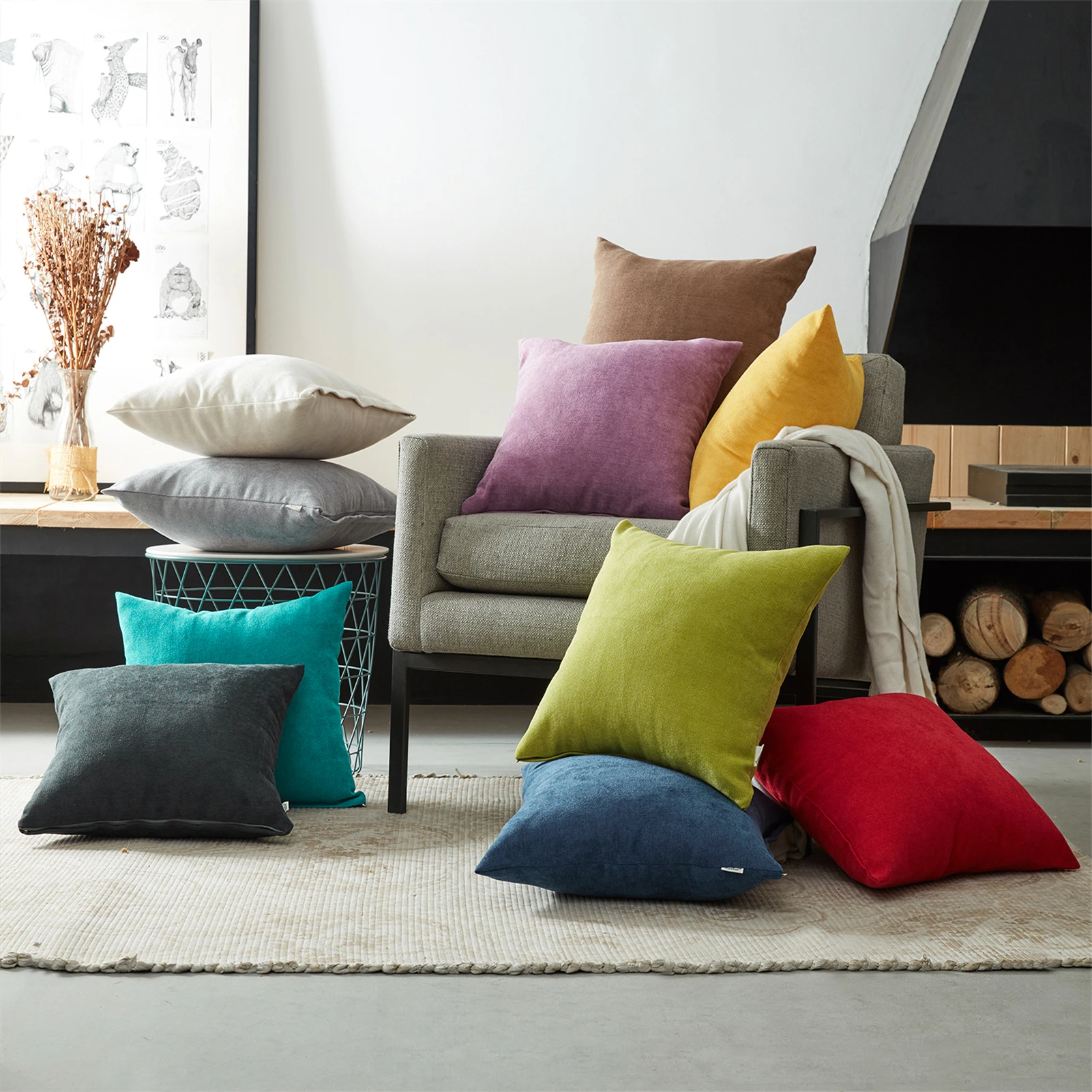 Topfinel Soft Chenille Pillow Cover Cushion Cover Luxury Square