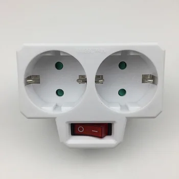 

Socket European/German Standard Three Expansion Socket With Switch EU/GER Plug One To Two Conversion Plug Converter