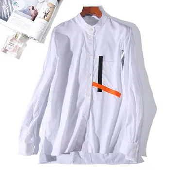 

New Along with the gender of the free easy visual feeling The pocket design dotes on half collar WL0D2814 loose shirt