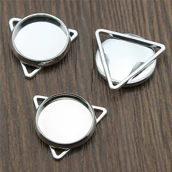 

20pcs Glass Cabochon Triangle Cameo Cabochon Base Setting Pendant Tray Connector Fit 12mm For DIY Jewelry Making