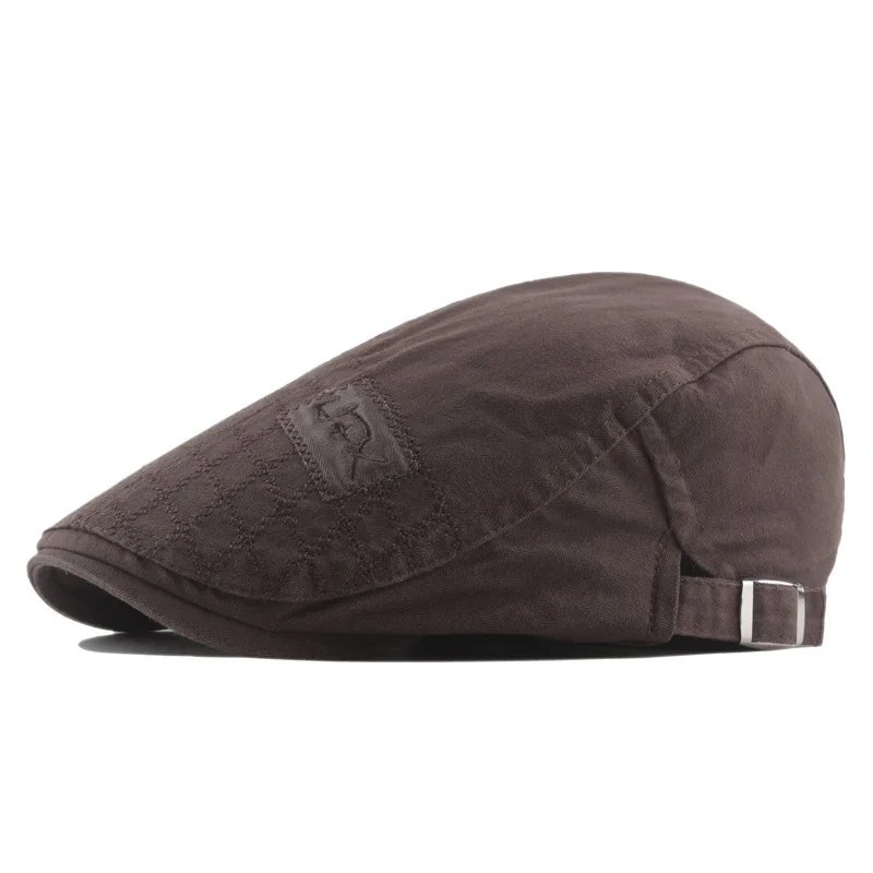 Brown Beret FS, новинка, береты, Осень-зима, плоская шапка, s, для мужчин, женщин, берет, шапка, вышивка, хлопок, таксистка, плюща, газетчик, шапка, Boinas Para Hombre - Цвет: Brown Beret
