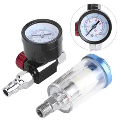 HVLP – jauge de régulation de pression d'air par pulvérisation, Mini séparateur de filtre à Air en ligne, 1/4 pouces, réglable 