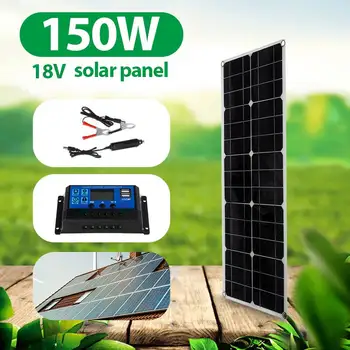 

18V Flexible Solar Panel 150W Dual 5V USB Smartphone Power Bank Solar Panel Kit Complete with Controller Outdoors Camping Boat
