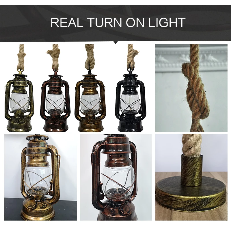 Retro pendant lights E27 hemp rope lantern hang lamp Vintage Industrial Hanglamp Loft Home decoration lamp Indoor Bar light