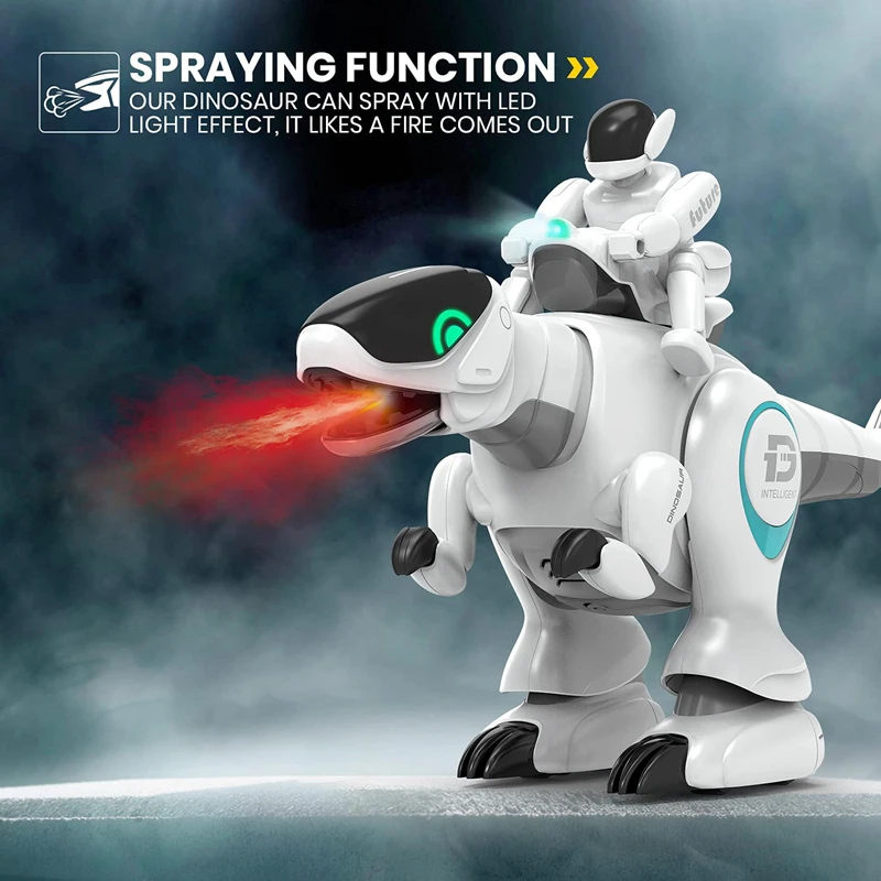 Remote Control Robot Dinosaur Toys  Dinosaur Roar With LED Lights Mist Spray Intelligent Touch Function Toy For Children Gift 2