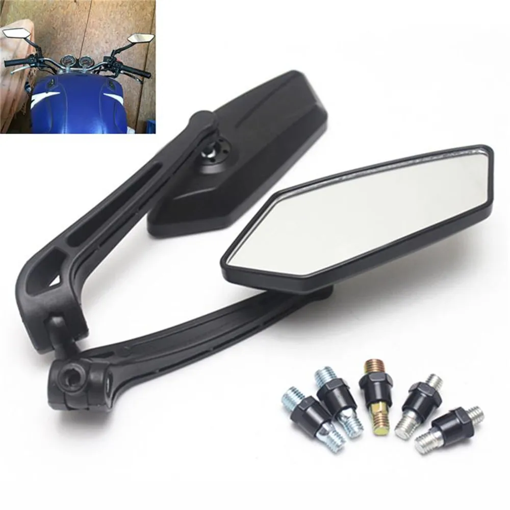 

Black Motorcycle Rearview Mirrors Universal Motorbike 8mm 10mm Side Mirrors for Honda Suzuki Yamaha Kawasaki Scooter KTM Ducati