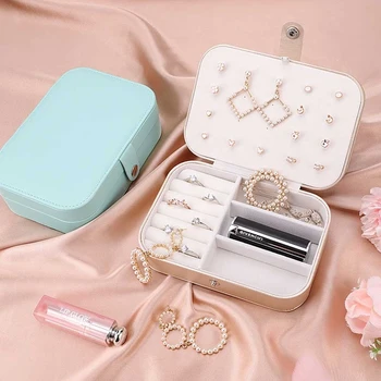 

Girls Jewelry Box Organizer Lady PU Leather Bracelet Travel Case Earring Ring Necklace Storage Boxes Bracelet Jewelry Packaging