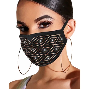 

Fashion Unisex Elastic Reusable Washable Fashion Masks Sparkly Rhinestone Mask Face Bandana Face Decor Jewelry