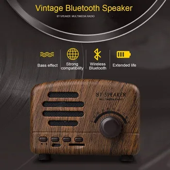 

Mini Portable Bluetooth Speaker Subwoofer Retro Stereo Phone FM Radio Wireless Charging Caixa De Som AUX USB TF Card F4031C