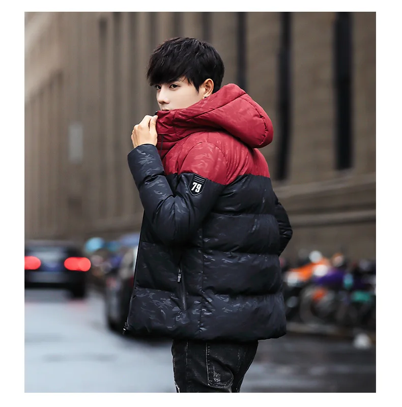Брендовые Модные мужские парки с хлопковой подкладкой 2019, зимние мужские куртки с капюшоном, толстое теплое Мужское пальто с принтом