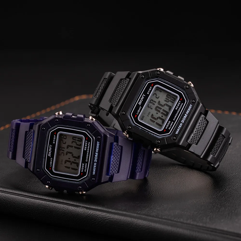 Fashion Men Digital Wristwatches Sport Army Green Mens Watches Luxury Led Electronic Clock Waterproof Square Dial Reloj Hombre