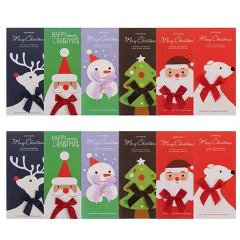 

12Pcs Merry Christmas Greeting Cards Cartoon Blessing Cards (Mixed Style)