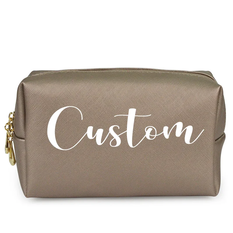 Personalized Monogram Makeup Cosmetic Bag PU Leather makeup bag Large Cosmetic Bag Pencil Case and Travel Pouch - Color: Custom Bag5