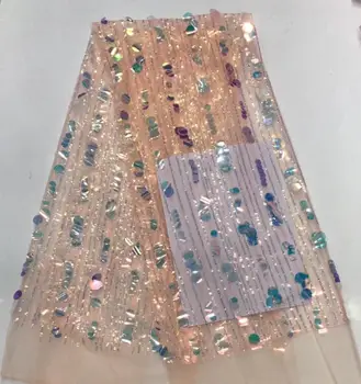 

fashionable tulle embroidery french net lace fabric Sophia-12.6809 with beads for party dress