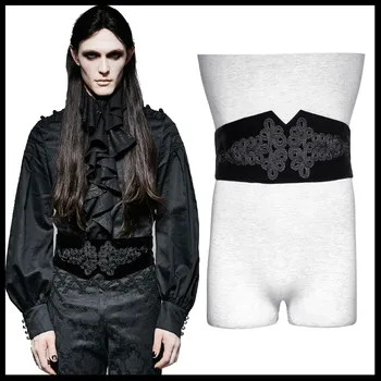 

PUNK RAVE Men's Gothic Big Plate Button Corset Noble Velvet Jacquard Pattern Stage Performance Men Girdle