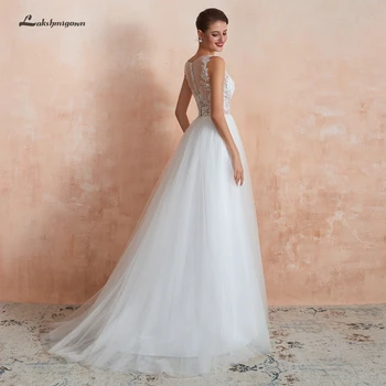 

Lakshmigown Cheap A Line Wedding Dress Beach 2020 Sequin Lace Bodice Sexy Bridal Wedding Dresses Boho Style Real Pictures