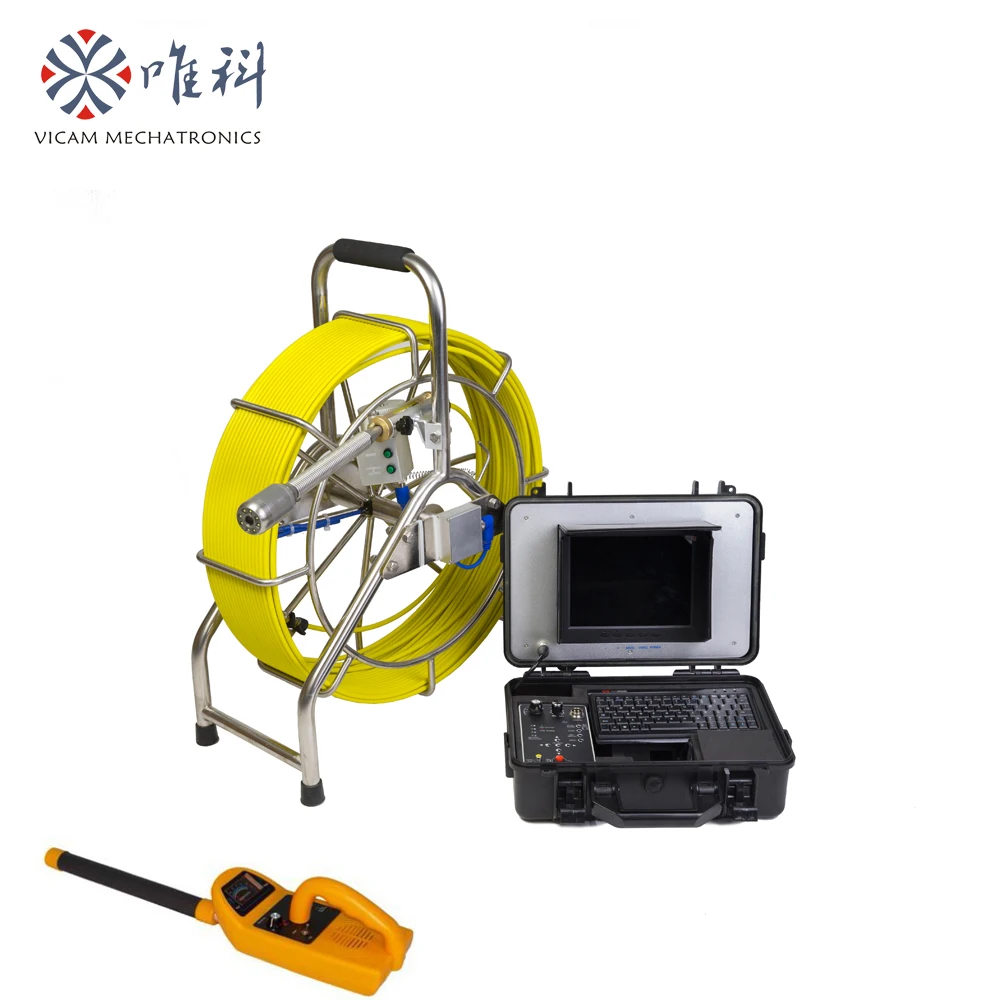 

60M Cable IP68 Wall Drain Pipe Sewer Inspection Video Camera Borescope Endoscope camera 40mm self-leveling with 512Hz receiver