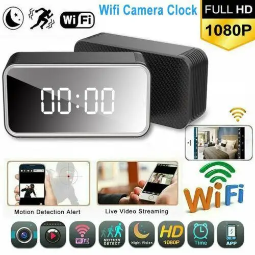 

H13 WIFI Clock Camera 4K HD Support Max 128GB Memory Card 6M Detect Distance AVI Video Home Security Monitor