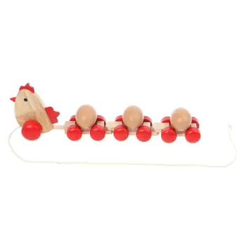 

Pulls Train Wooden Chick Pulls Along With 3 Eggs Train Carts Early Educational Toy For Kids Simulation Eggs Wooden Toys