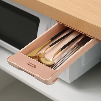 

Newest Kitchen Desk Organizer Storage Box Sundries Stationery Bedroom Pen Holder Box Container Adhesive Drawer Under Table