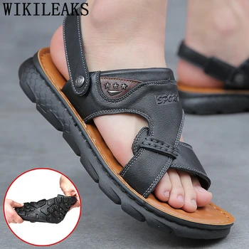 

Mens Sandals Genuine Leather Beach Sandals Casual Man Sandals 2020 Summer Open Shoes Men Buty Meskie Erkek Ayakkabı Sendal Pria