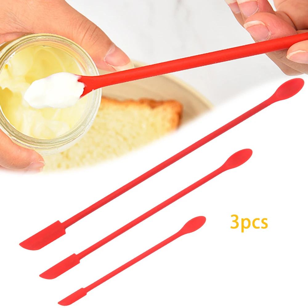 1/3pcs Mini Spatulas Soft Silicone Jar Cake Cream Scraper Kitchen Tool Accessory 