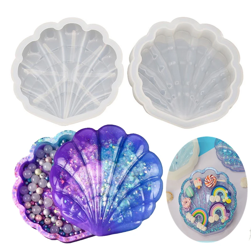 

Silicone Molds Shell Shape Crystal Epoxy Resin Mold Jewelry Accessories Storage Box Mould Home Decorations DIY Crafts Supplies