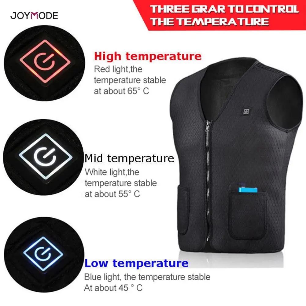  JOYMODE Men Women Outdoor USB Infrared Heating Vest Jacket Winter Flexible Electric Thermal Clothin