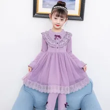 Эксклюзивное Платье в стиле Лолиты для детей возрастом от 3 до 10 лет флисовое розовое и фиолетовое платье на зиму и весну модные вечерние платья для девочек на свадьбу, год, Рождество