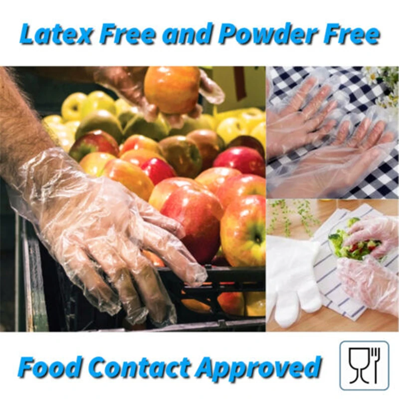 

100Pcs/200Pcs Disposable PE gloves protective work cleaning tools food grade transparent protective gloves