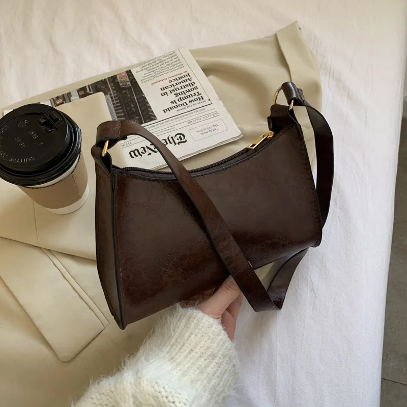 Fashion Retro Baguette Bag Pu Leather Lady Shoulder Bag Simple Style Winter High Quality Female Crossbody Bag Fashion Retro Baguette Bag Pu Leather Lady Shoulder Bag Simple Style Winter High Quality Female Crossbody Bag