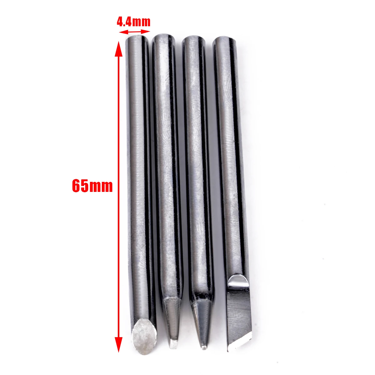 4Pcs Replacement Soldering Iron Tips Head 4.4mm Diameter 65mm Length Solder Welding Tools For 40W Solder Irons