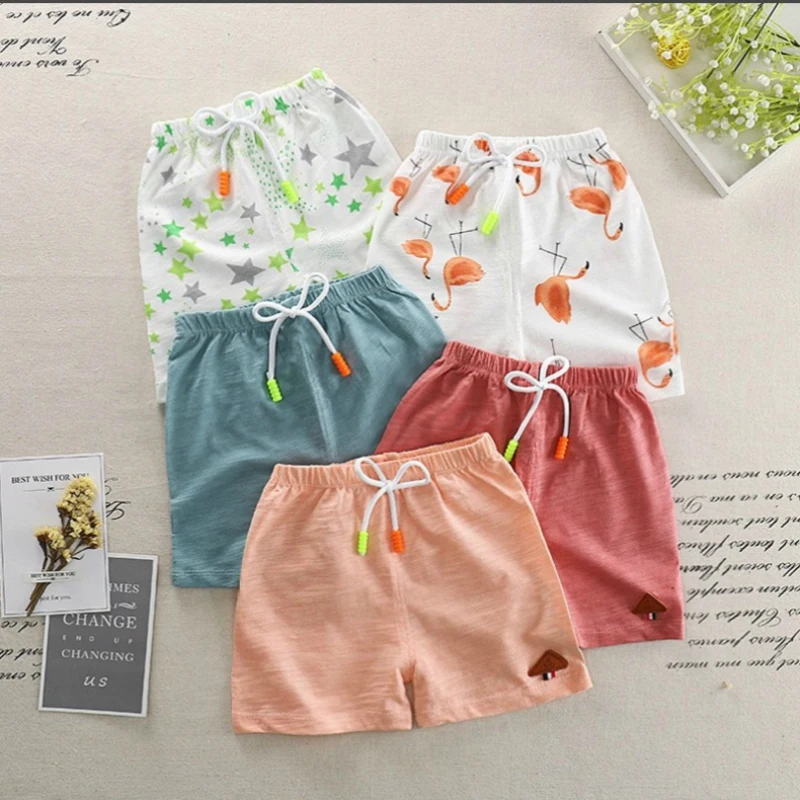 

2020 Summer Children's Shorts Slub Cotton Boys Shorts Print Girls Beach Pants Infant baby Boy Home clothes Toddler Pajamas 1-5T