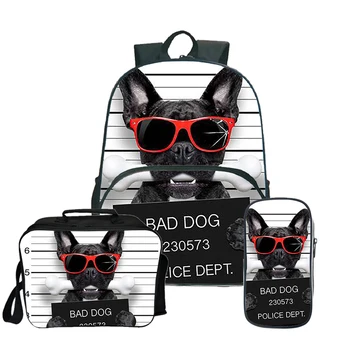 

Bad Dog Bad Cat Bags Teenage Bag Girls Boys Cartoon School Backpack with Cute Pencil Case Kawaii Anti Theft Backpack 3Pcs/Sets